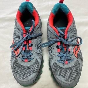 Saucony Excursion TR 10 Grey With Teal and Coral Accents